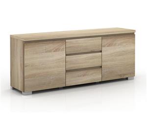Elara 2 Door 3 Drawers Buffet Storage Cabinet Cupboard Dresser - Light Sonoma Oak