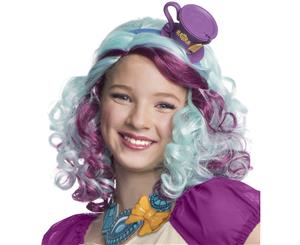 Ever After High - Madeline Hatter Girl's Costume Purple/Blue Wig with Hat Headpiece