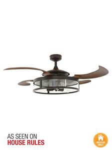 Fanaway Classic ORB Ceiling Fan With Brown Coloured Retractable Blades and Light