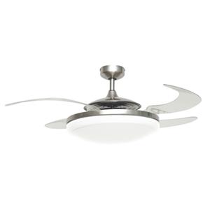Fanaway Evo2 Endure Brushed Chrome Ceiling Fan with Retractable Blades and Light