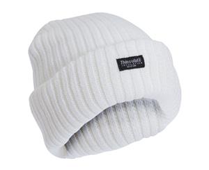 Floso Ladies/Womens Chunky Knit Thermal Thinsulate Winter/Ski Hat (3M 40G) (Snow White) - HA138