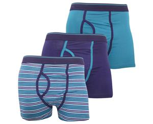 Floso Mens Cotton Mix Key Hole Trunks Underwear (Pack Of 3) (Teal) - MU170