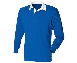 Front Row Kids Unisex Long Sleeve Plain Rugby Sports Polo Shirt (Royal) - RW481