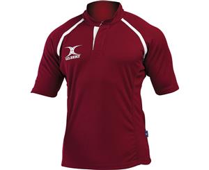 Gilbert Rugby Childrens/Kids Xact Match Short Sleeved Rugby Shirt (Maroon) - RW5398