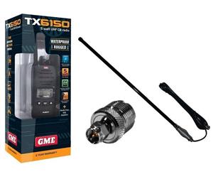 Gme Tx6155 Uhf 5W Radio+Ch5T Black 5Db Fibreglass Antenna Pack