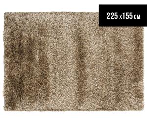 Hand Knotted New Zealand Wool 225x155cm Shag Rug - Latte