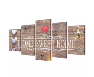 Home Sweet Home Design Canvas Prints Framed Wall Art Decor Painting 5 Panels Set