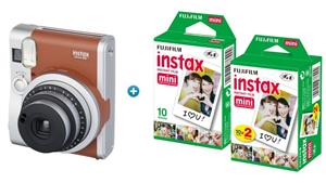 Instax Mini 90 Neo Classic Instant Camera with Film Pack - Brown