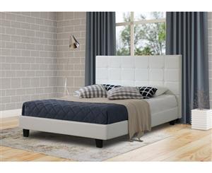 Istyle Milan Button King Bed Frame Pu Leather White