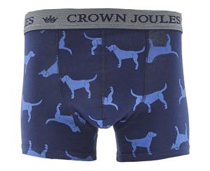 Joules Mens Crown Joules 1 Pack Soft Cotton Fashion Boxers - Navy Dogs