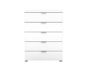 Kyana High Gloss 5 Drawer Chest Tallboy Cabinet Storage Bedroom - White
