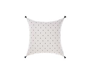 Linen House Anika Micro Print Tassel Cotton European Pillow Case White & Grey