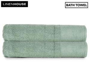 Linen House Waffle Bath Towel 2-Pack - Green