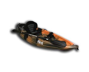 MELBOURNE FIND Stealth 2.7 Fishing Kayak Single 5 Rod Holders Deluxe Seat Paddle - Orange Camo
