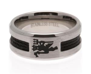 Manchester United Fc Small Black Inlay Ring (Silver) - TA2049