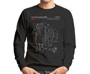 NASA EMU Spacesuit Blueprint Men's Sweatshirt - Black