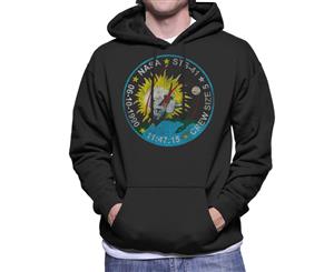 NASA STS 41 Discovery Mission Badge Distressed Men's Hooded Sweatshirt - Black