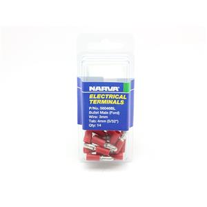 Narva 3mm Red Electrical Terminal Male Bullet Connector - 14 Pack