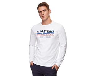 Nautica Men's Sail Racing Heritage Long Sleeve Tee - White