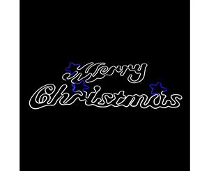 Neon Flex Sign - Merry Christmas - Outdoor Silhouette - White Text and Blue Star