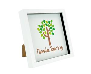 Nicola Spring Box Picture Glass Photo Frame Standing & Hanging - White - for 8x8" (20x20cm) Photos