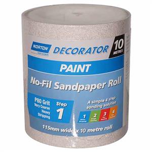 Norton 115mm x 10m 80-Grit Paint No-Fil Sandpaper Roll