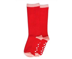 Oobi Girls' Knee High Raspberry Rib Knit Socks