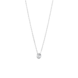 Pear Pendant Necklace with Diamonds in Sterling Silver