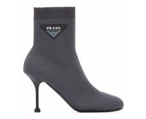 Prada Women's Logo Sock Bootie - Grey