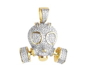 Premium Bling - 925 Sterling Silver 3D Gas Mask gold - Gold