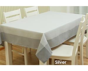 Rectangle Tablecloth Dining Party Picnic Table Cloth Cover 150x230cm Check Silver
