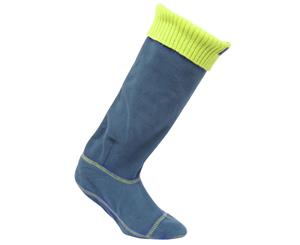 Regatta Great Outdoors Womens/Ladies Fleece Wellington Boot Socks (Mallard Blue/Lime) - RG1540