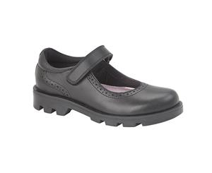 Roamers Girls Leather Touch Fastening Bar Shoe (Black) - DF1819