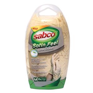 Sabco Medium Satin Feel Latex Gloves With Dispenser - 10 Pack