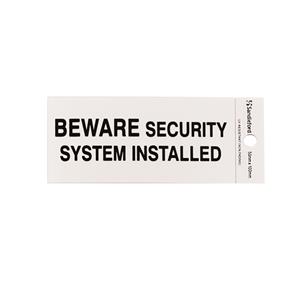 Sandleford 100 x 50mm Beware Security System Installed Silver Self Adhesive Sign