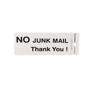 Sandleford 100 x 50mm No Junk Mail Thankyou Silver Self Adhesive Sign