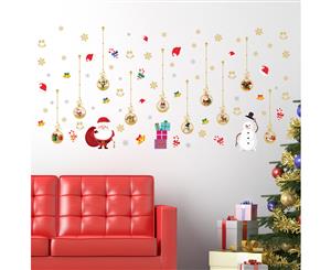 Santa Matt Gold Christmas Ornaments Wall Stickers Set Home Decorations Decals