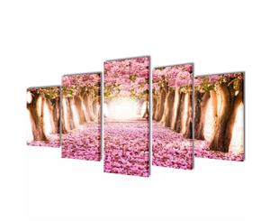 Set of 5 Cherry Blossom Canvas Prints Framed Wall Art Decor Painting 200x100cm