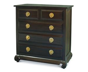 Shanghai Chest of 5 Drawers Tallboy in Chocolate