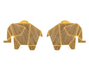 Short Story Big Elephant Earrings - Gold