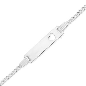 Silver 15cm Open Heart Identity Bracelet