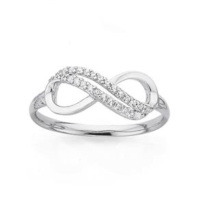 Silver Double Cubic Zirconia Row Infinity Ring