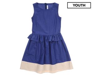 Simonetta Girls' Cotton Dress - Blue