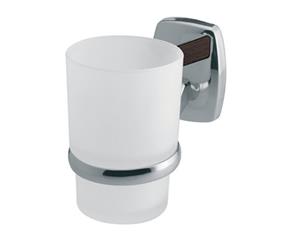 Single Tempered Glass Toothmug Toothbrush Cup Grip Modern Bathroom Chromed Zamak