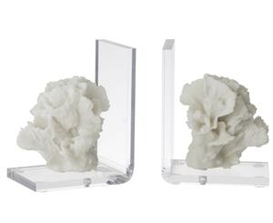 Soc Home 2-Pc Resin Coral Bookends Set White 17x27cm - Ornament Home Display