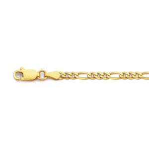 Solid 9ct Gold 18.5cm 3+1 Figaro Bracelet
