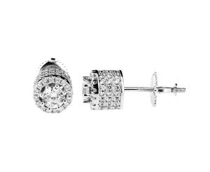Sterling 925 Silver MICRO PAVE Earrings - HIGH 8mm - Silver