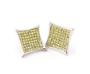 Sterling 925 Silver MICRO PAVE Earrings - ICE gold 16mm - Silver