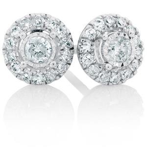 Stud Earrings with a 1/2 Carat TW of Diamonds in 10ct White Gold