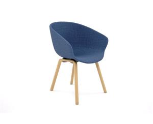 Teddy Fabric Tub Chair - 4 Legged Natural Wood - blue upholstered